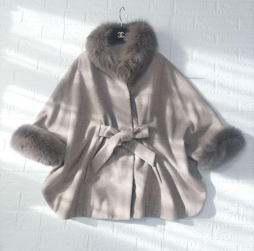 専用✨sagafurs サガ 　ファー　fox　ポンチョ ケープ コートカシミヤ