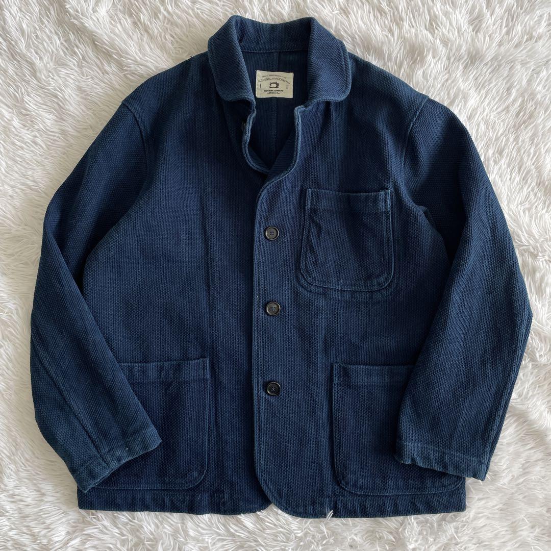 入手困難!!! 高級藍染 刺子 ジャケット ブルゾン ネイビー L コットン