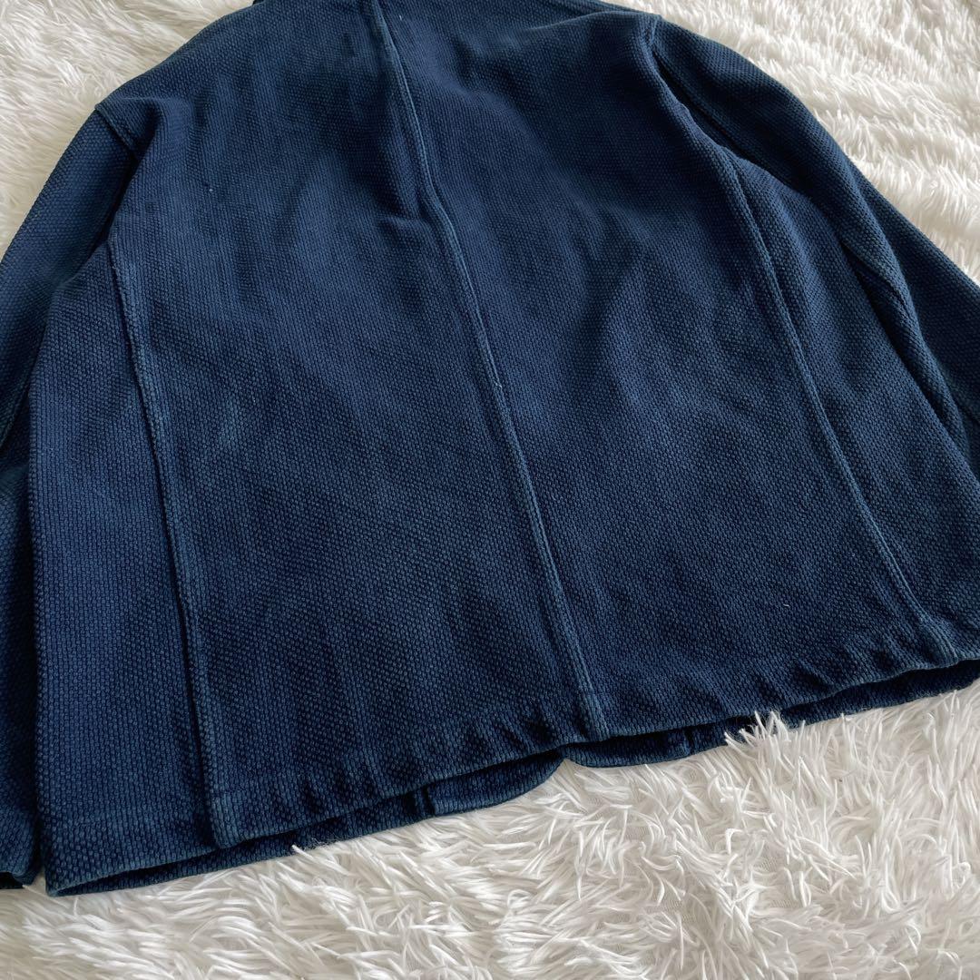 入手困難!!! 高級藍染 刺子 ジャケット ブルゾン ネイビー L コットン