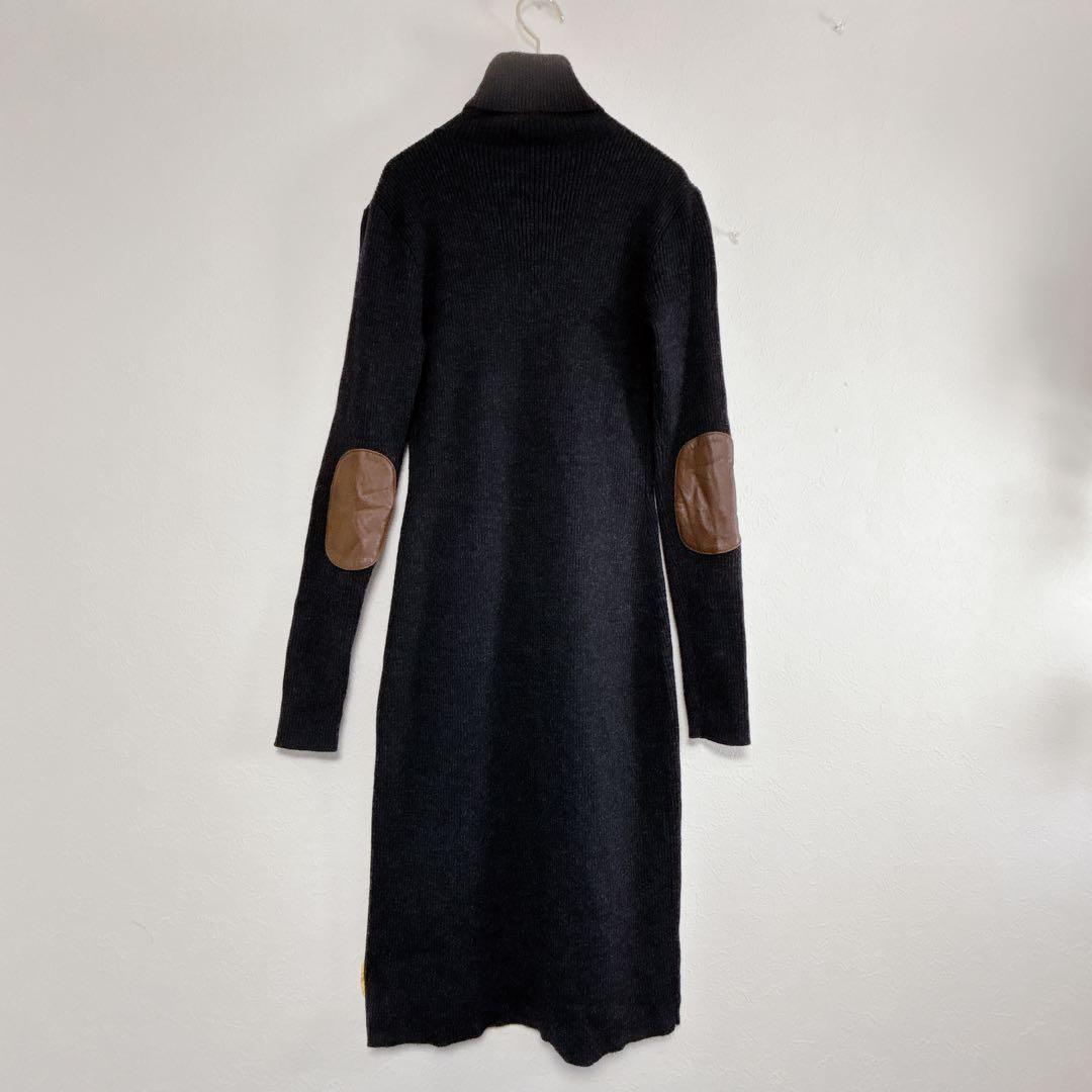 【ja40】RALPH LAURENタートルネックニットワンピースエルボーパッチ