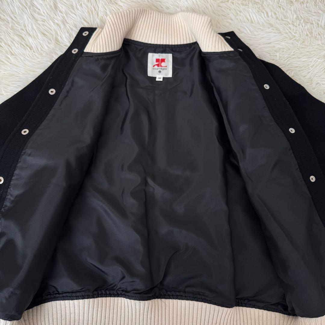 【希少】クレージュ　スタジャン　ブルゾン　ブラック　レディース　38 Y2K