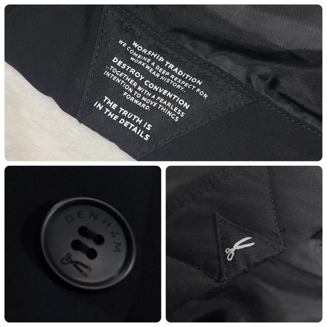 極美品 デンハム 中綿ダウン ダブルブレスト ナイロン スペクターコート M 黒