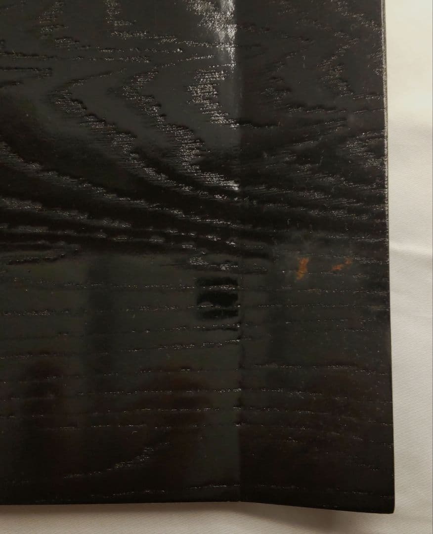 木目の美しい折敷　卓上膳　吹上型　天然木製　黒　漆塗り　５枚セット　共箱あり