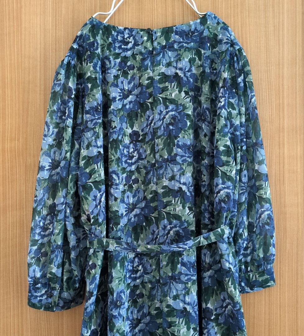 美品 ローラアシュレイ 花柄 ワンピース ケラウェイ柄 青 ブルー 匿名