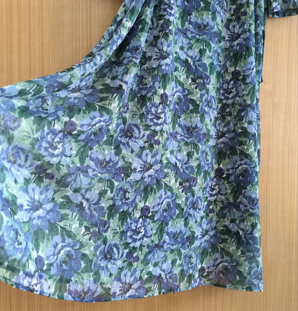 美品 ローラアシュレイ 花柄 ワンピース ケラウェイ柄 青 ブルー 匿名