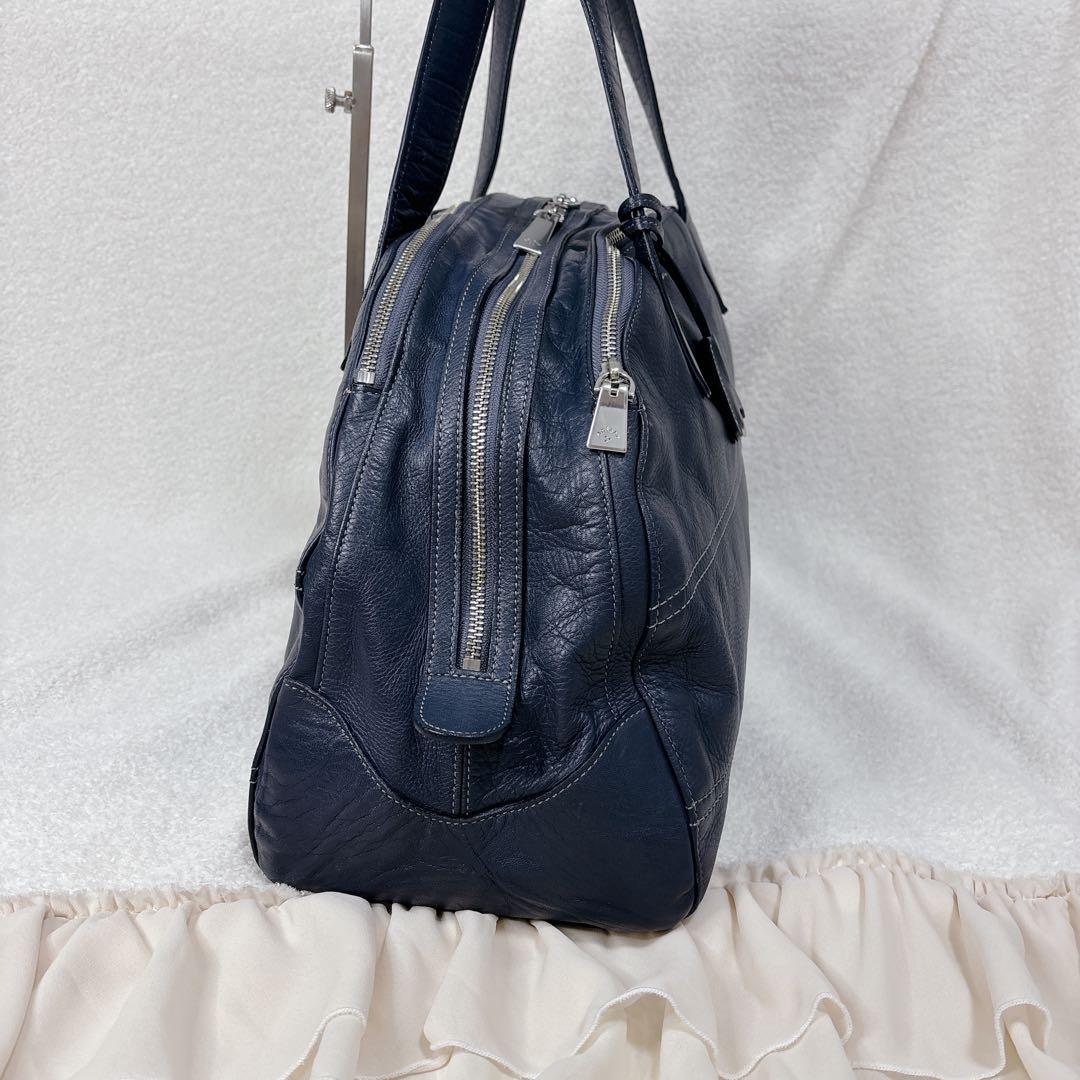 【良品】アニアリ　aniary ボストンバッグ レザー　ネイビー　大容量　旅行