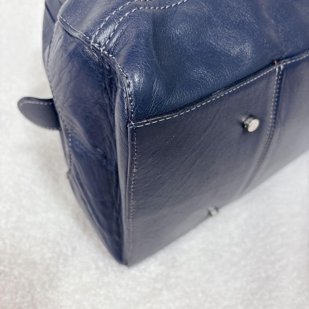 【良品】アニアリ　aniary ボストンバッグ レザー　ネイビー　大容量　旅行