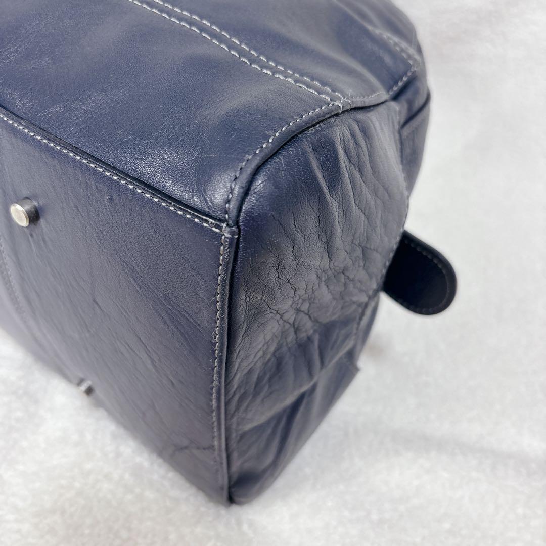 【良品】アニアリ　aniary ボストンバッグ レザー　ネイビー　大容量　旅行