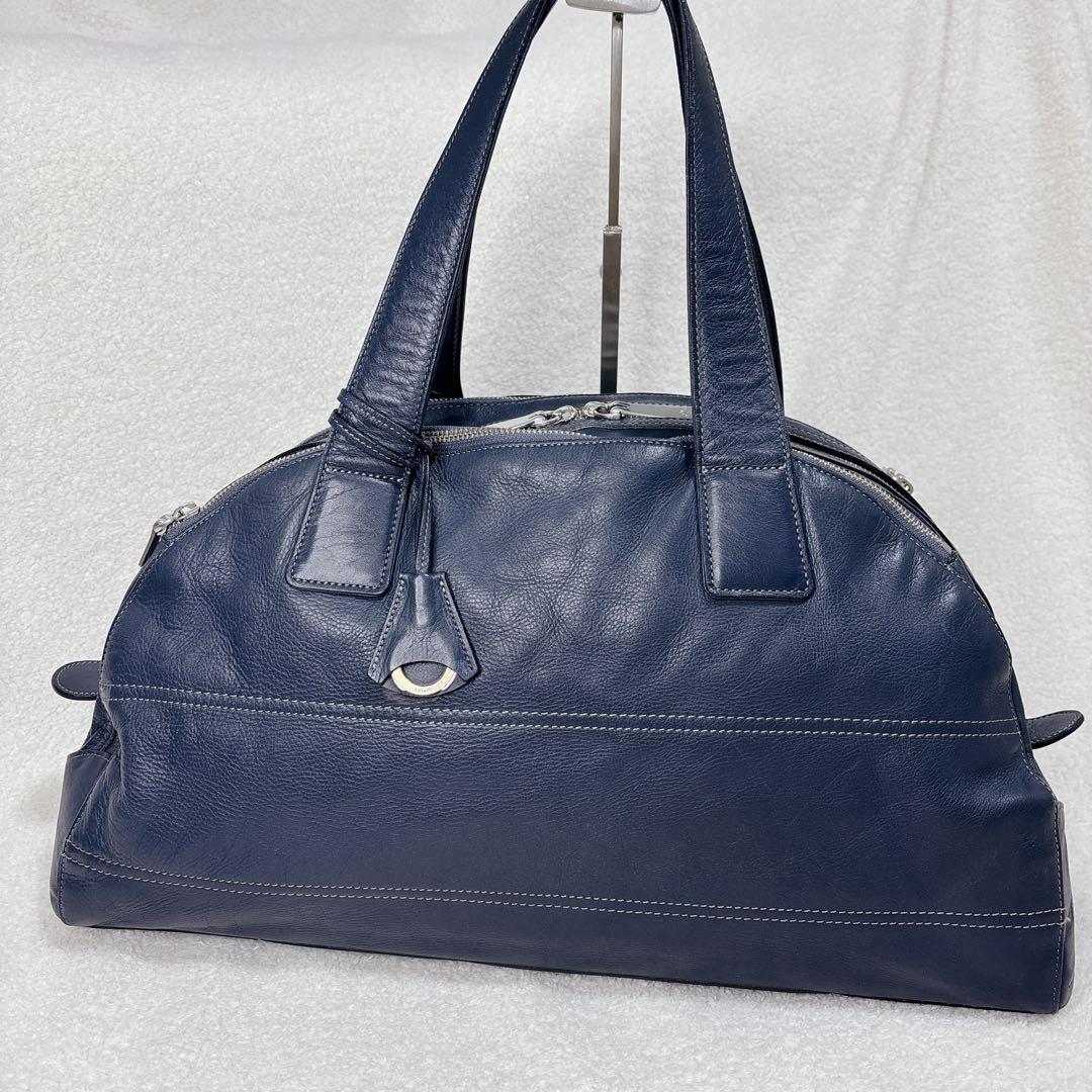 【良品】アニアリ　aniary ボストンバッグ レザー　ネイビー　大容量　旅行