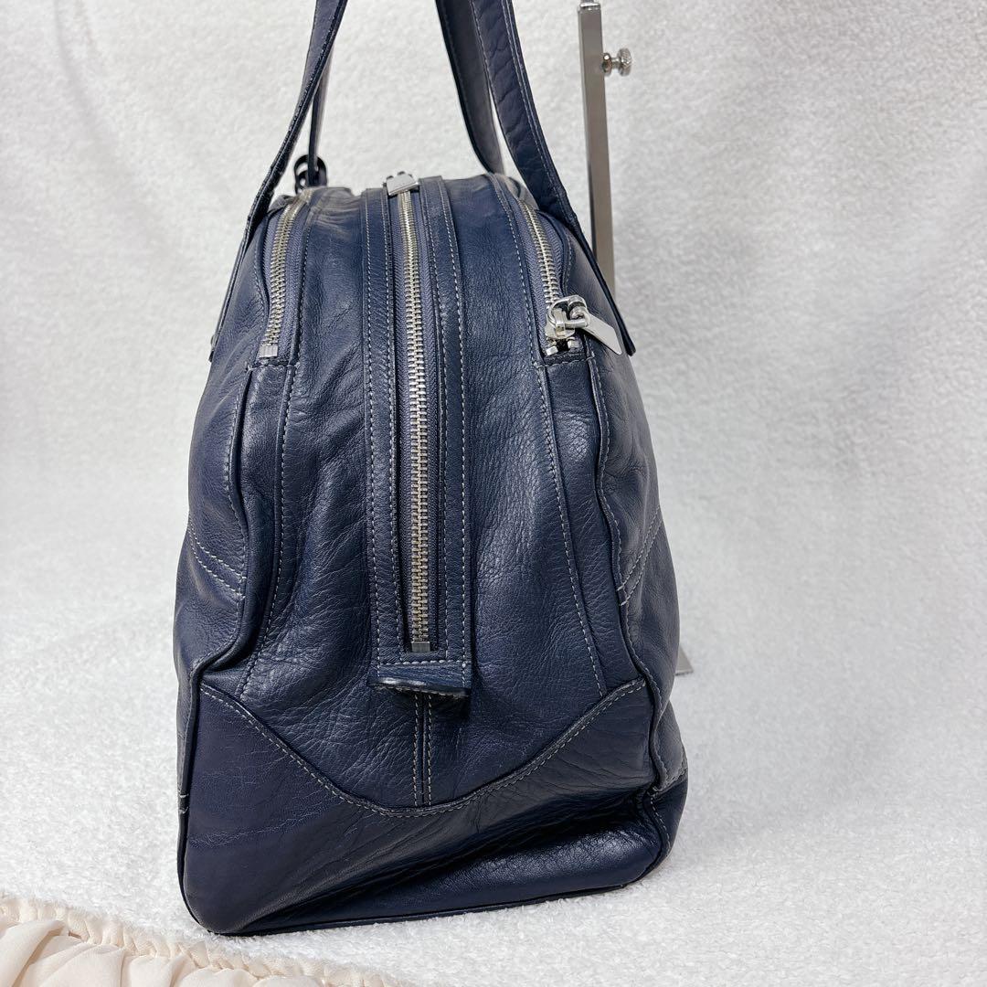 【良品】アニアリ　aniary ボストンバッグ レザー　ネイビー　大容量　旅行