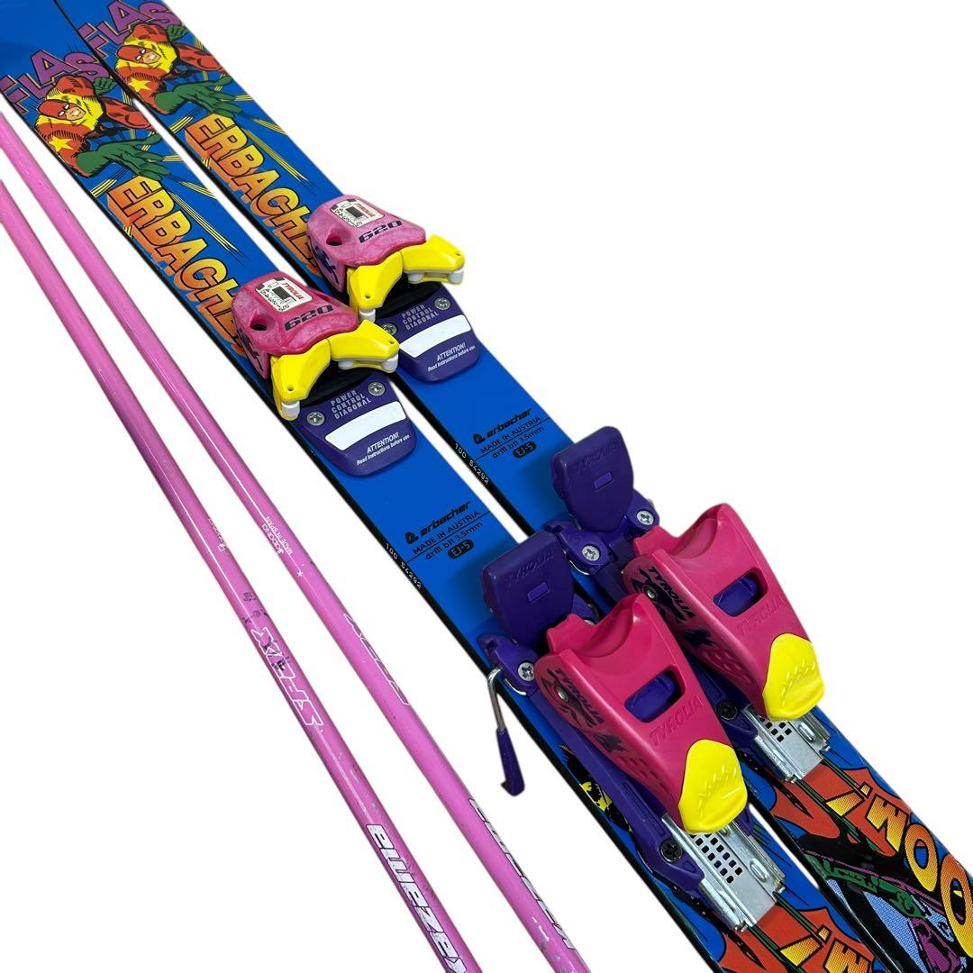 ⑤erbacher スキー板 ブーツストックジュニア3点セット青色 ⭐︎100cm
