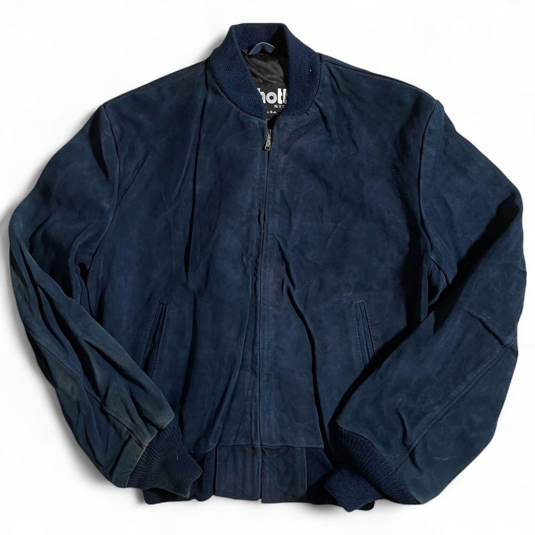 未使用 タグ付き ショット スタジャン レザージャケット スウェード