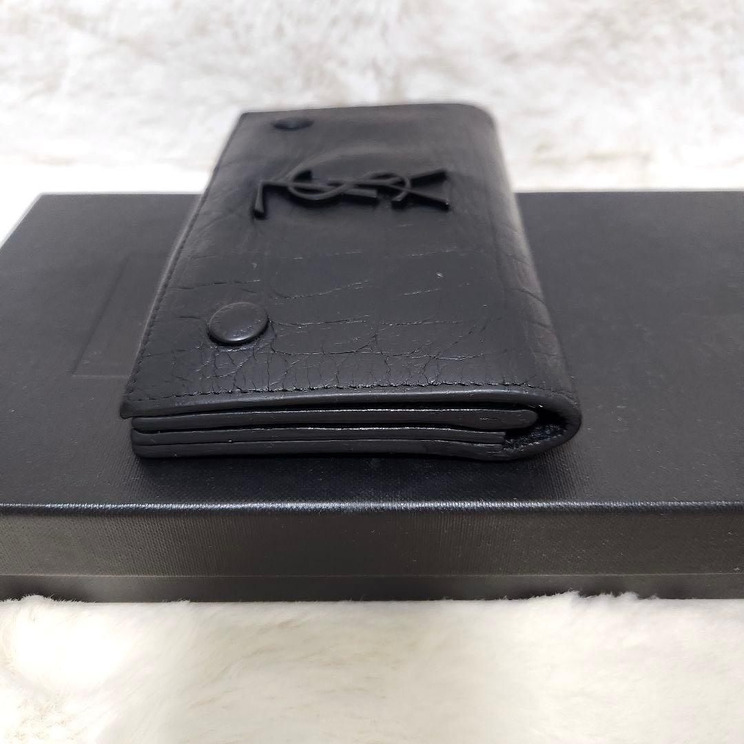 ✨希少　付属品完備✨サンローラン　長財布　チェーンウォレット　クロコ　カサンドラ