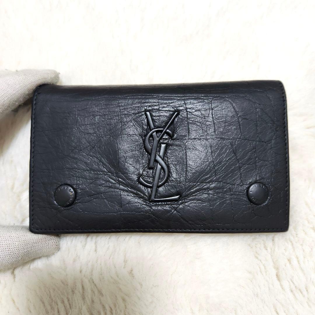 ✨希少　付属品完備✨サンローラン　長財布　チェーンウォレット　クロコ　カサンドラ