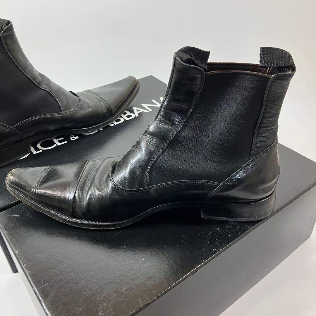 A2G04■DOLCE&GABBANA レザーサイドゴアブーツ 7 D&G