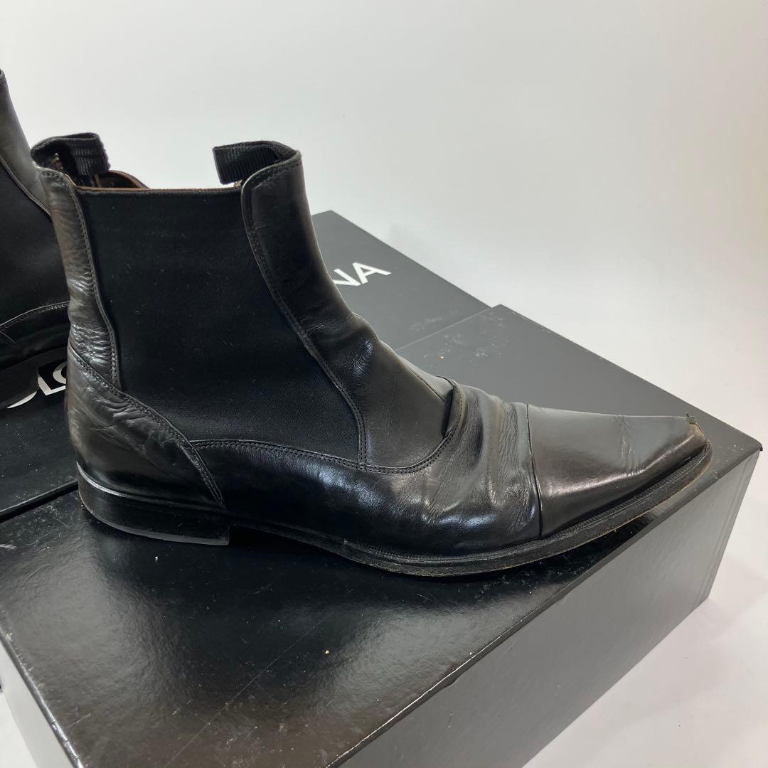 A2G04■DOLCE&GABBANA レザーサイドゴアブーツ 7 D&G