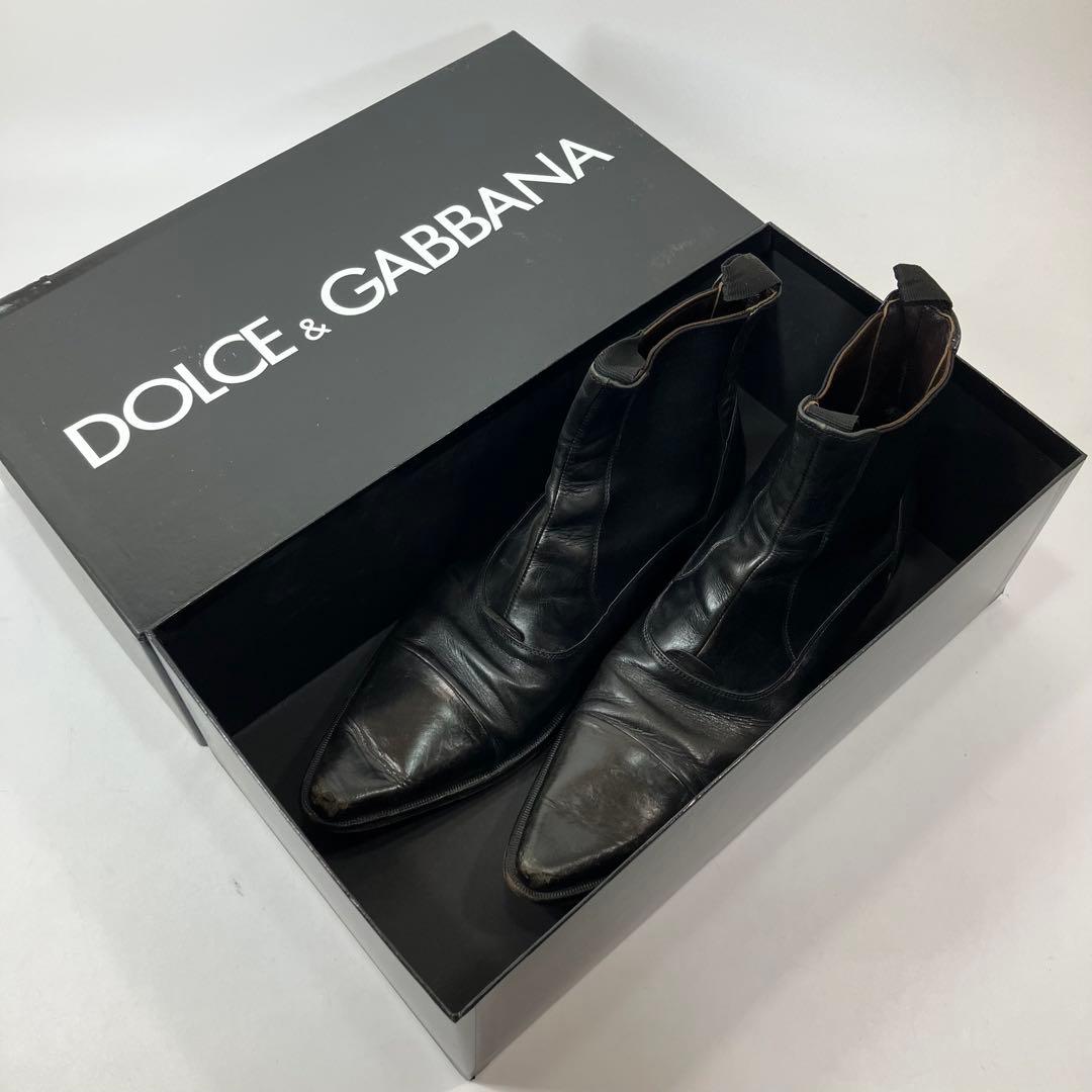 A2G04■DOLCE&GABBANA レザーサイドゴアブーツ 7 D&G