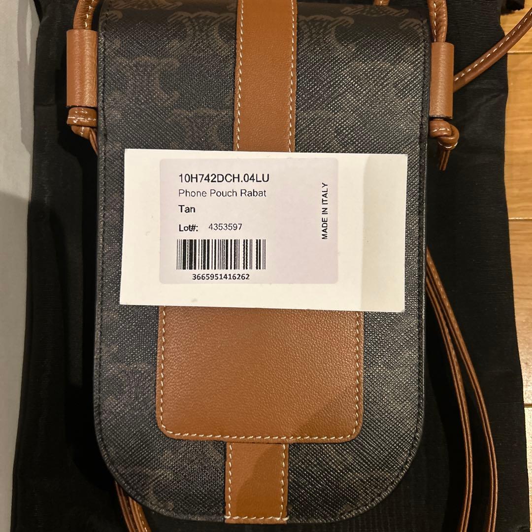 CELINE モバイルポーチ フォンホルダー トリオンフキャンバス タン