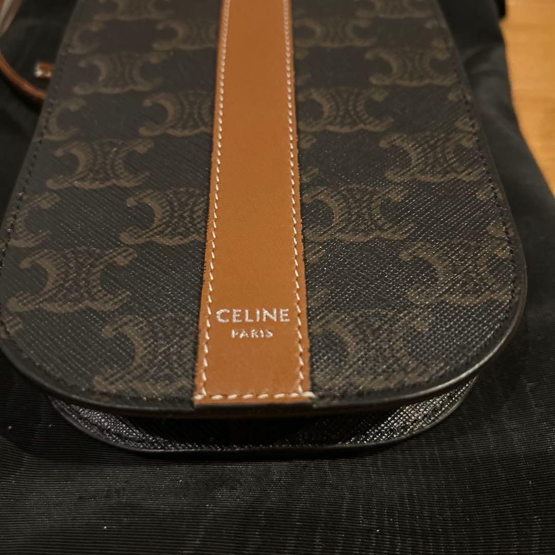 CELINE モバイルポーチ フォンホルダー トリオンフキャンバス タン