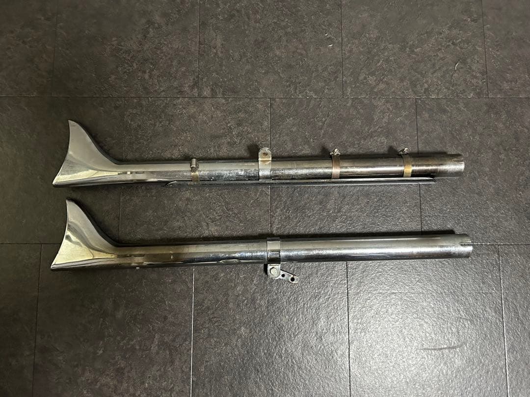 フィッシュテールマフラー　ハーレー　ナックル　パン　ショベル　エボ　ソフテイル