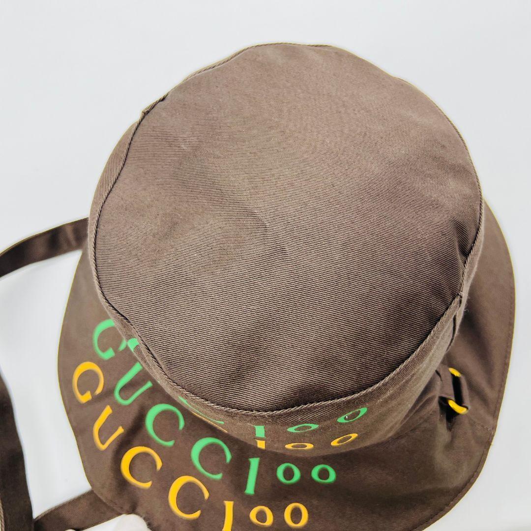 グッチ 679993 ロゴ　100周年記念 バケットハット ブラウン コットン