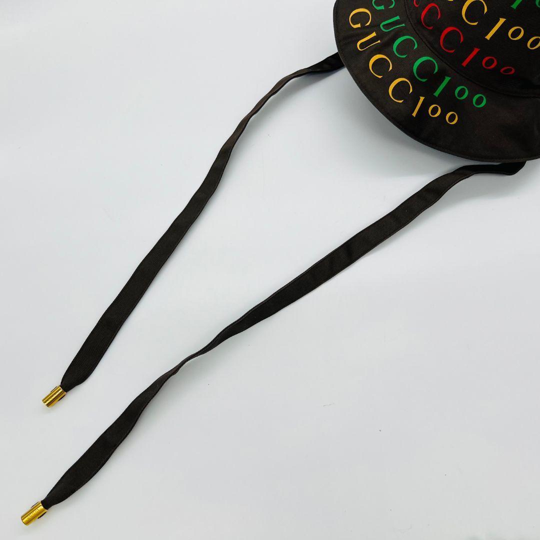 グッチ 679993 ロゴ　100周年記念 バケットハット ブラウン コットン