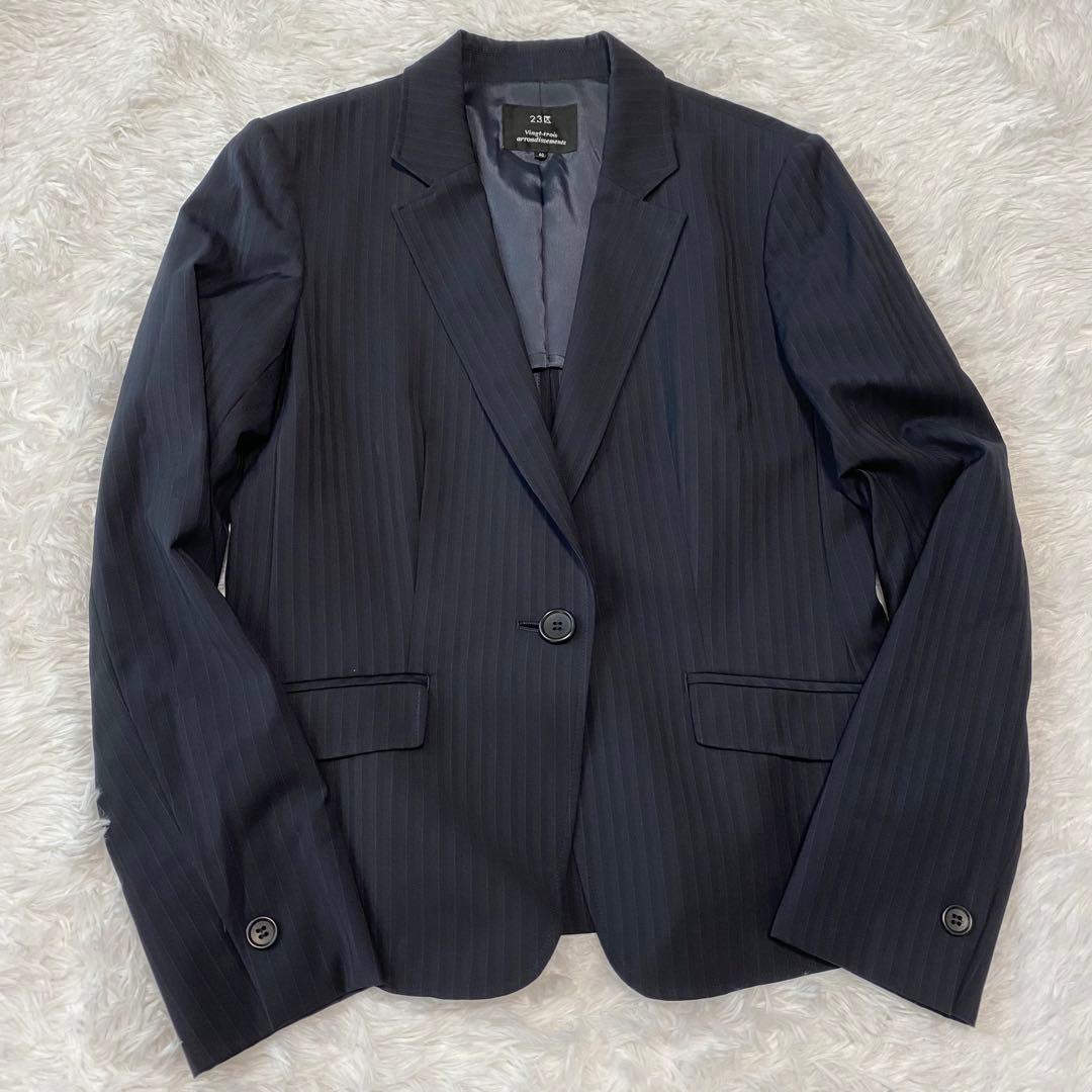 23区　スカートスーツ　４０　ウォッシャブル　ダークネイビー　ビジネススーツ