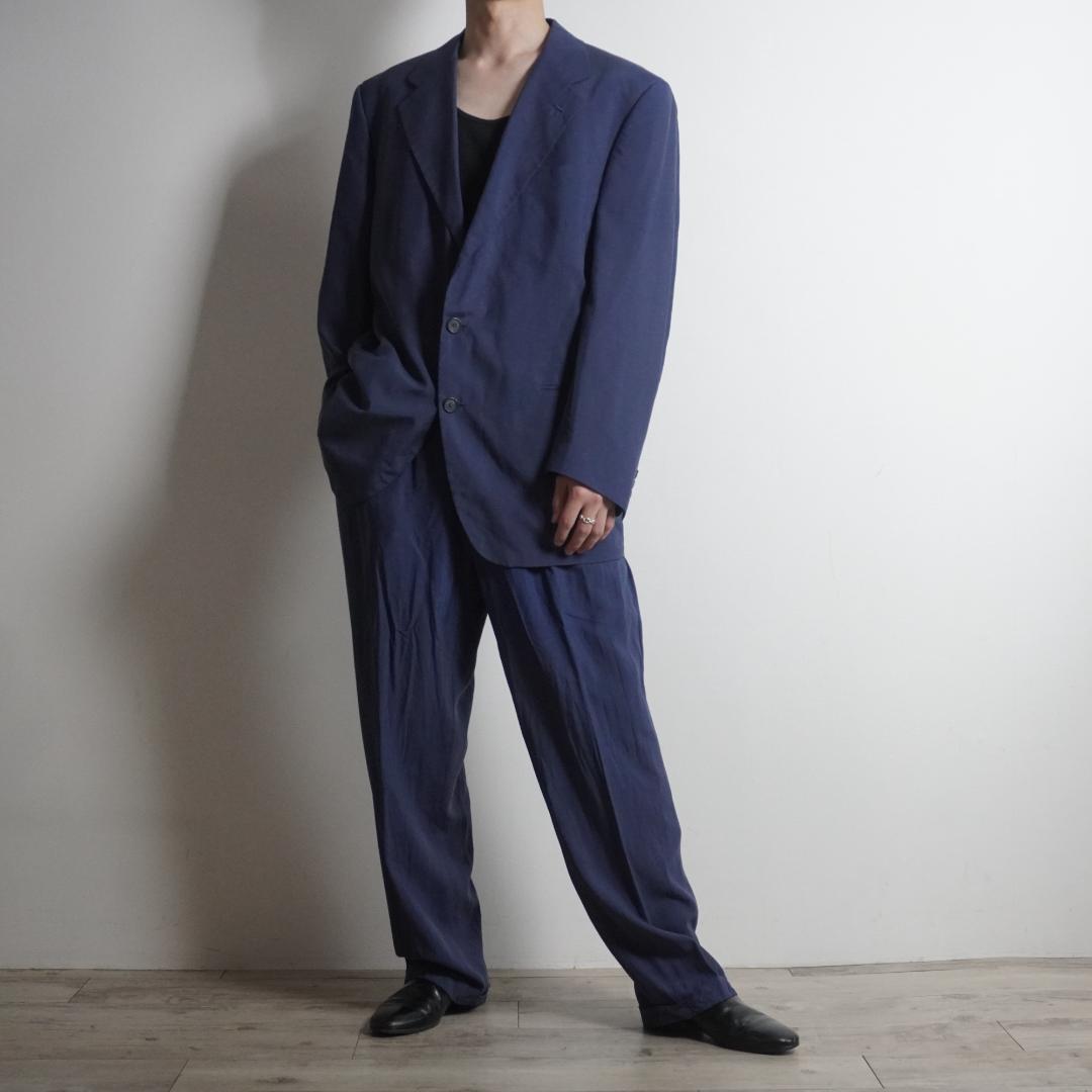 FENDI シルク セットアップスーツ 無地 ネイビーブルー/AZ84