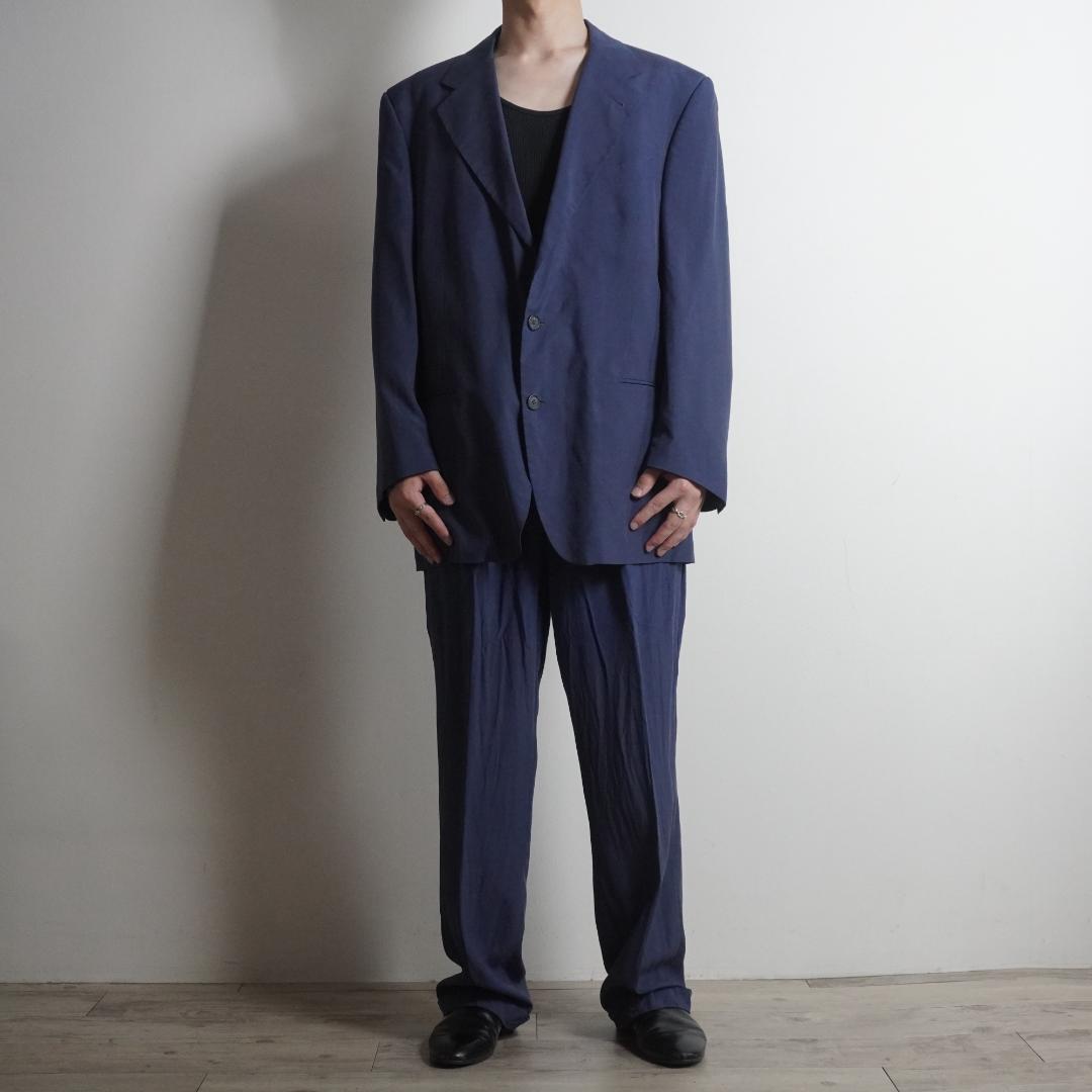 FENDI シルク セットアップスーツ 無地 ネイビーブルー/AZ84