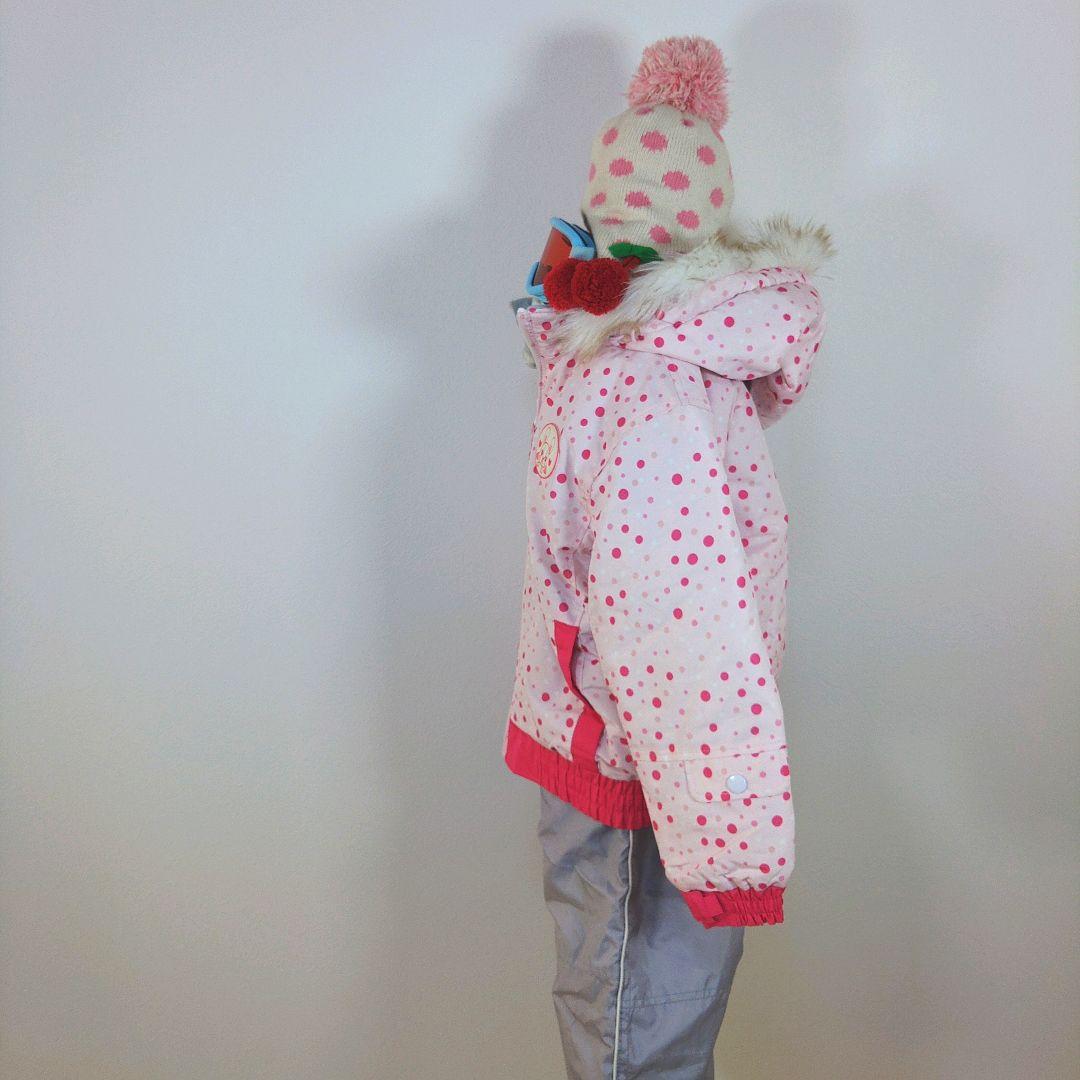 スキーウェア　キッズ　子供　120cm　女の子　ピンク　グレー　ゴーグル　手袋