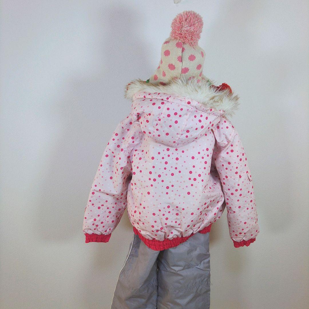 スキーウェア　キッズ　子供　120cm　女の子　ピンク　グレー　ゴーグル　手袋