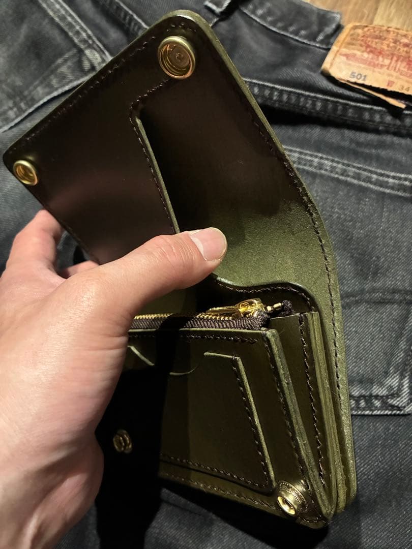 トラッカーウォレット　ミドル　ミリタリーカーキ　ブルガロ　※小判カン無料