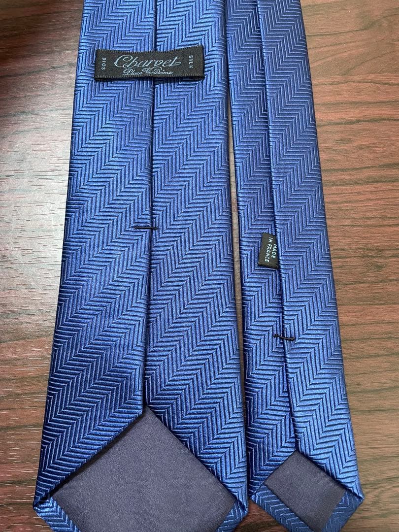 Charvet ネイビー シルク ネクタイ