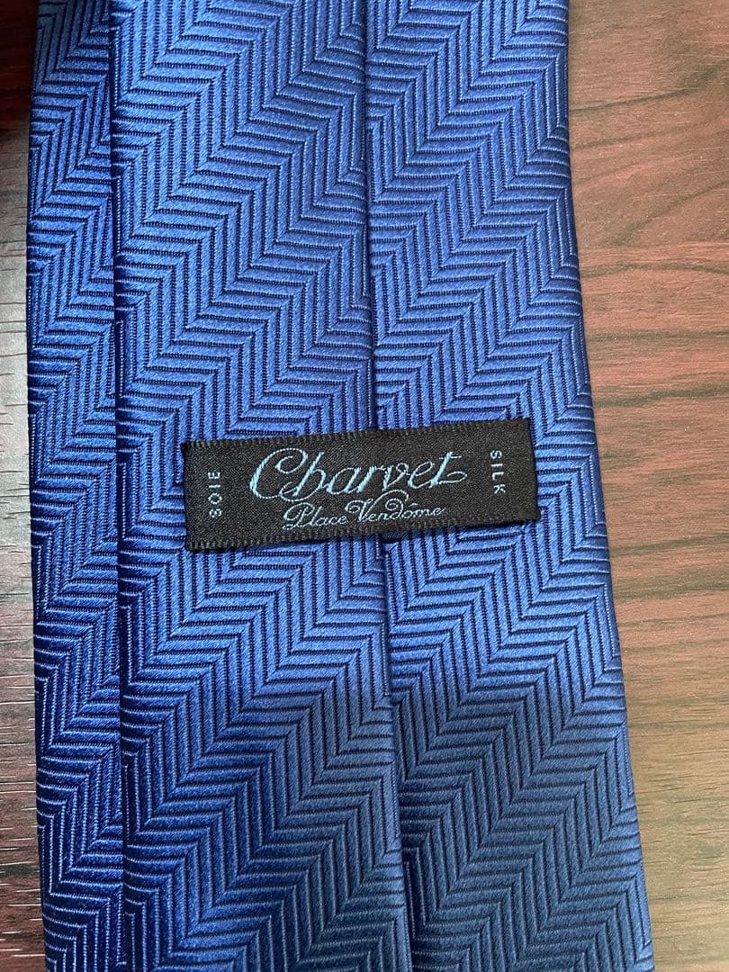 Charvet ネイビー シルク ネクタイ