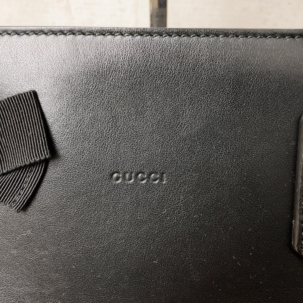 日本限定♡GUCCI トートバッグ レザー ブラック リボン 黒 440055