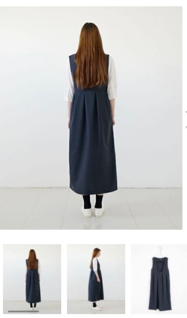 Mochi ディープブルー　ジャンパータックスカート　S モチ