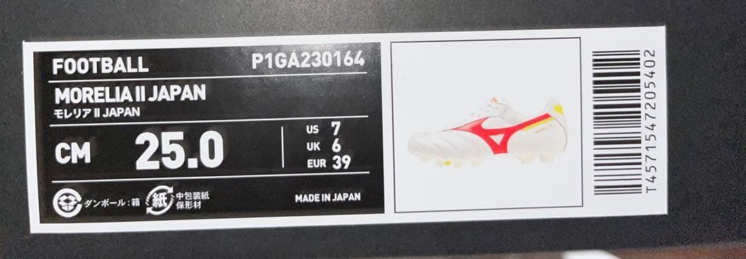 25cm MIZUNO モレリア II JAPAN P1GA230164