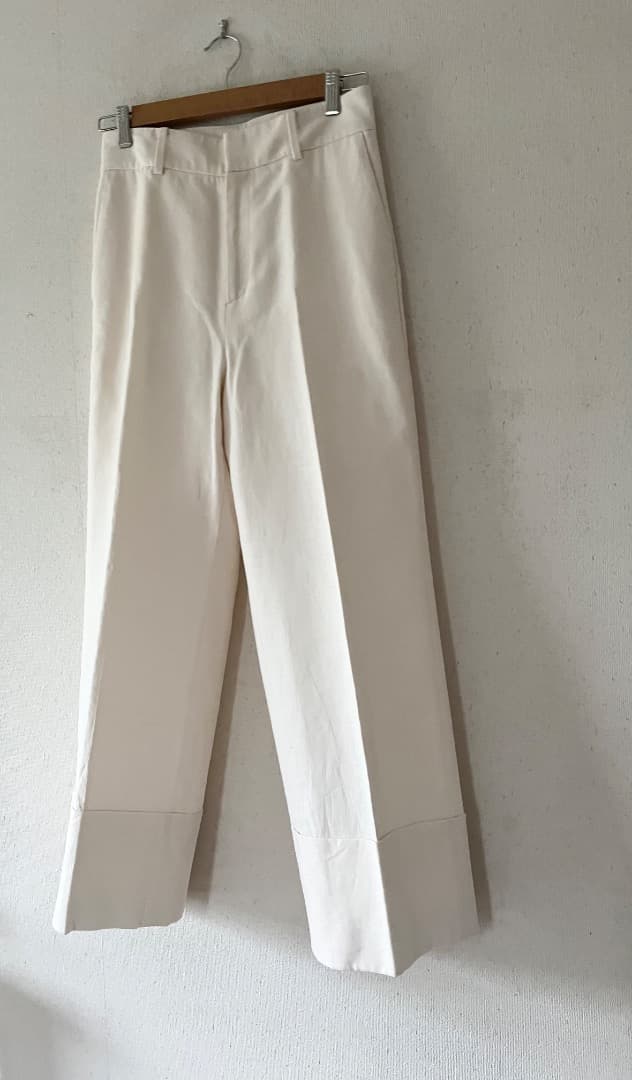 【５万定価】ユナイテッドアローズ ワイドリネンパンツ　厚手　日本製　白　Lサイズ