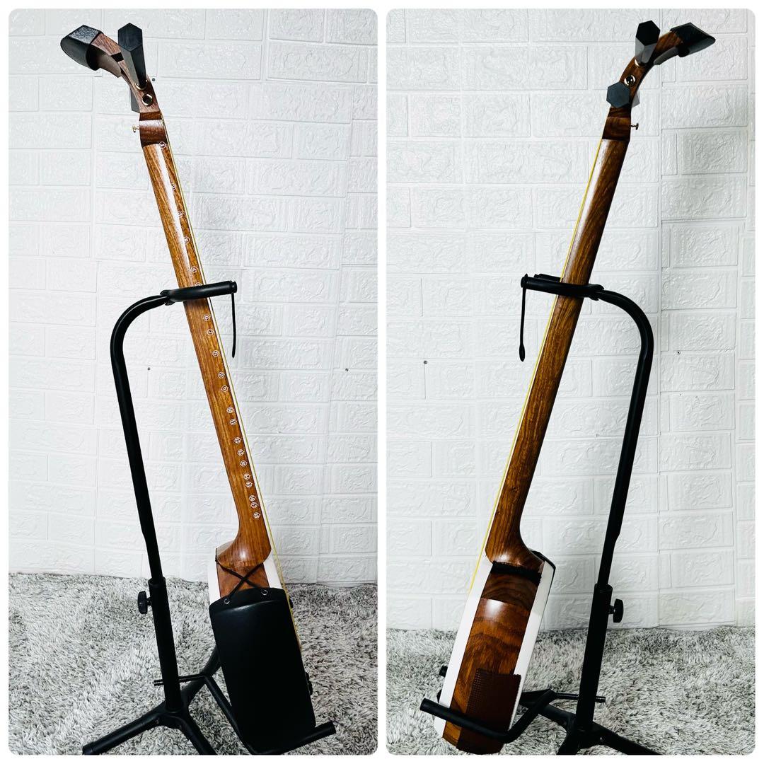 美品　津軽三味線　太棹　犬皮　花梨　東さわり　撥　皮やぶれ無し　初心者　入門