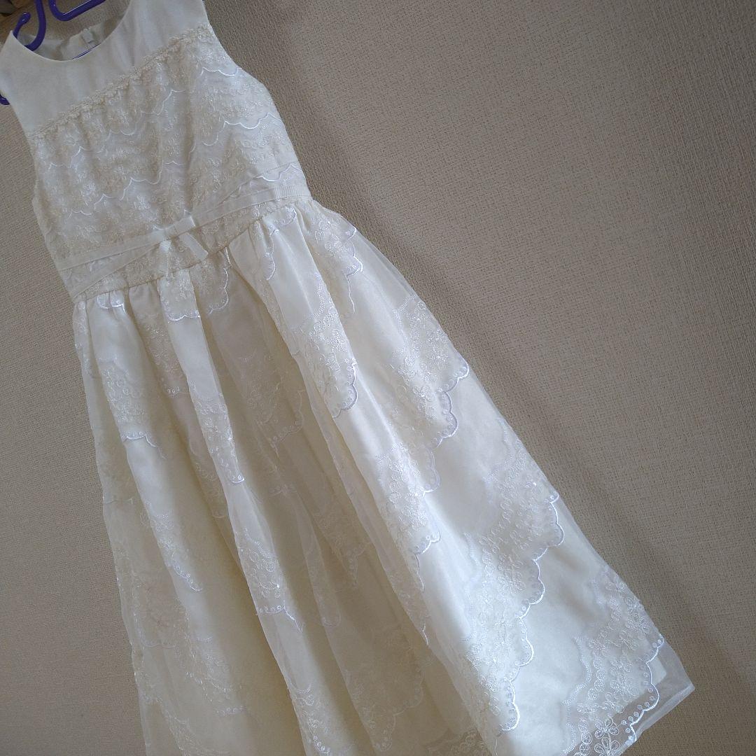 専用　美品　トッカバンビーニ　ドレス　 刺繍　アイボリー　120　クロスリボン