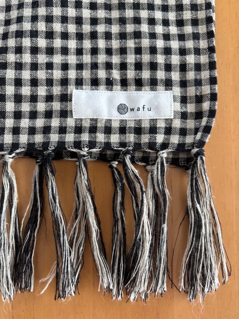【1/31まで限定価格】wafu リネン ギンガムチェック ストール マフラー