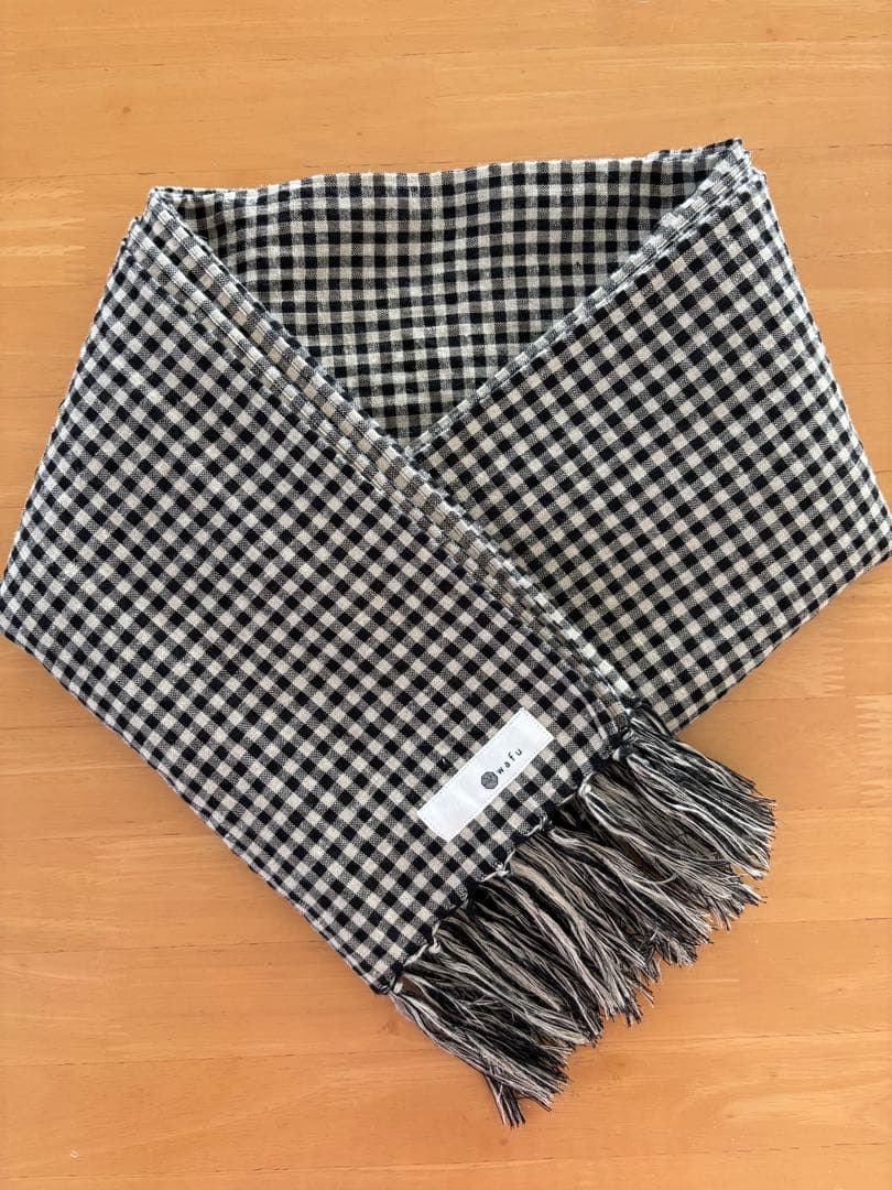 【1/31まで限定価格】wafu リネン ギンガムチェック ストール マフラー