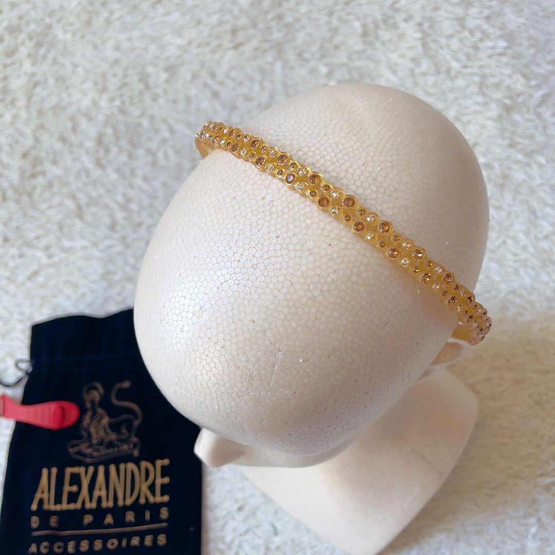 美品　アレクサンドルドゥパリ　カチューシャ　保存袋付き　ラインストーン　ゴールド