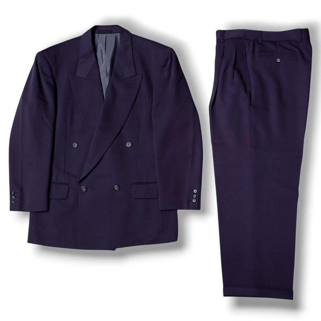 ヴィンテージ ダークネイビー ブルーカラー ダブル セットアップ スーツ JUN