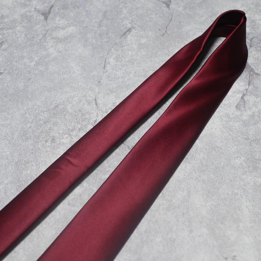 【未使用級】ポールスミス ネクタイ シルク ソリッドタイ ワインレッド 光沢