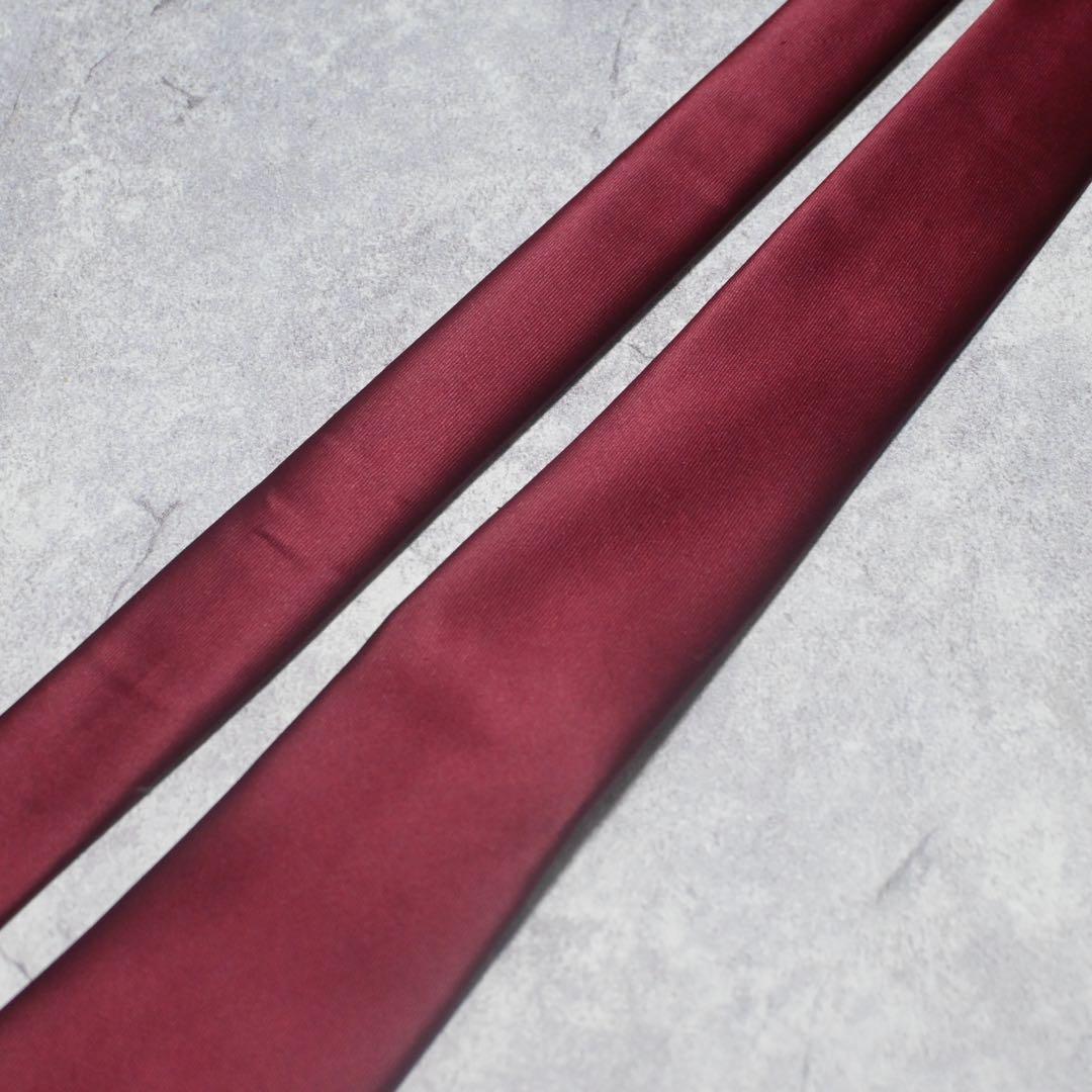 【未使用級】ポールスミス ネクタイ シルク ソリッドタイ ワインレッド 光沢
