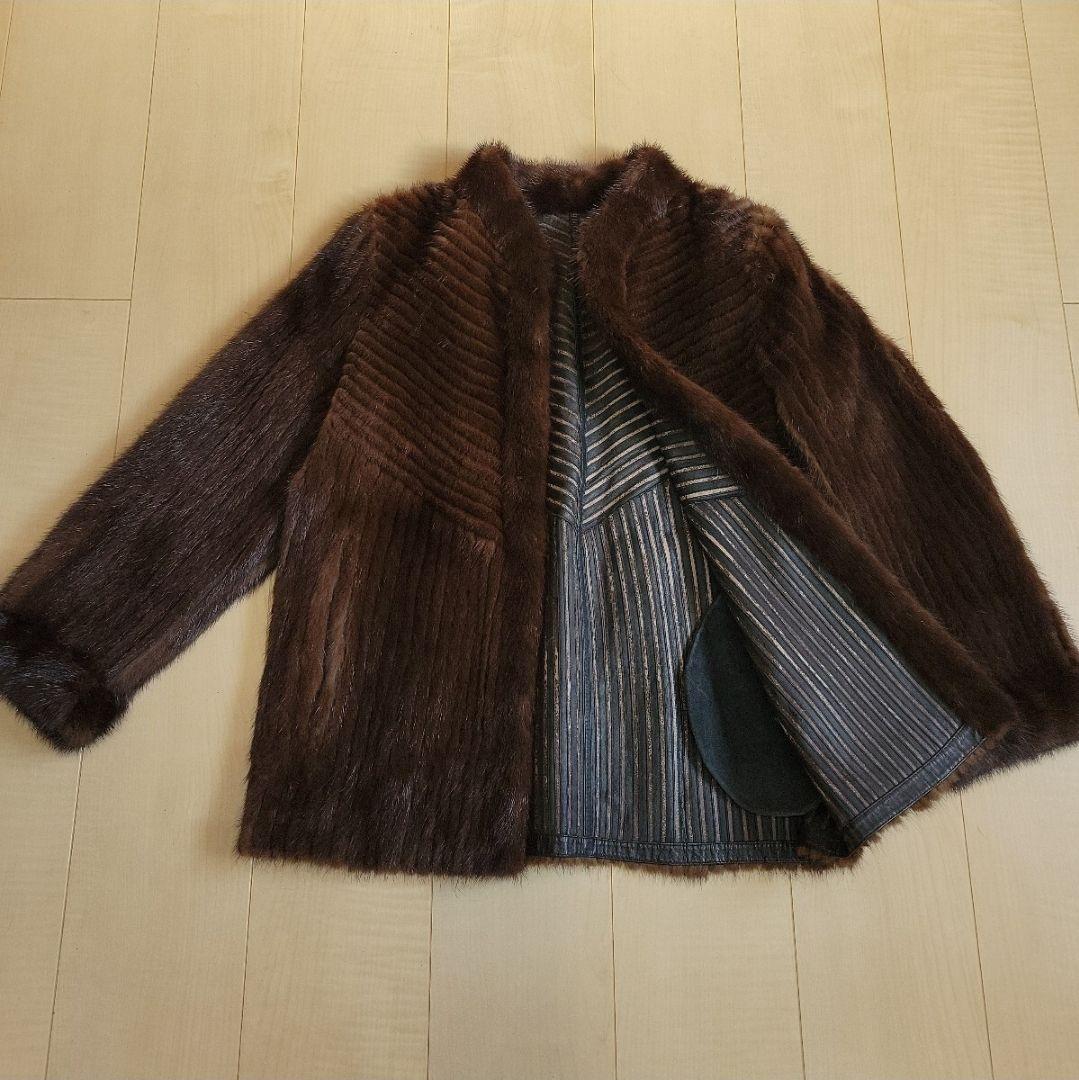 最高級ミンクファー★ノーカラージャケット ブラウン 毛皮