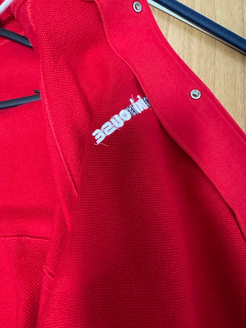 【新品/未使用】ミキハウス バックロゴ パーカー 赤 Mサイズ 日本製