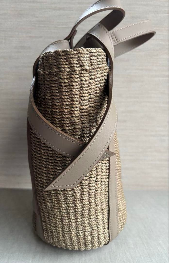 ヴィオラドーロ　レザーポケットかごバッグ　アバカ