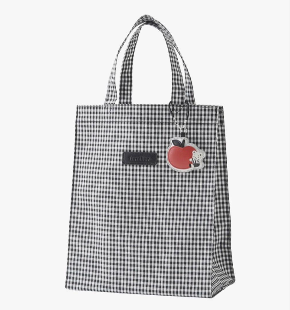 【新品】ファミリア ギンガムチェック トートバッグ ブラック